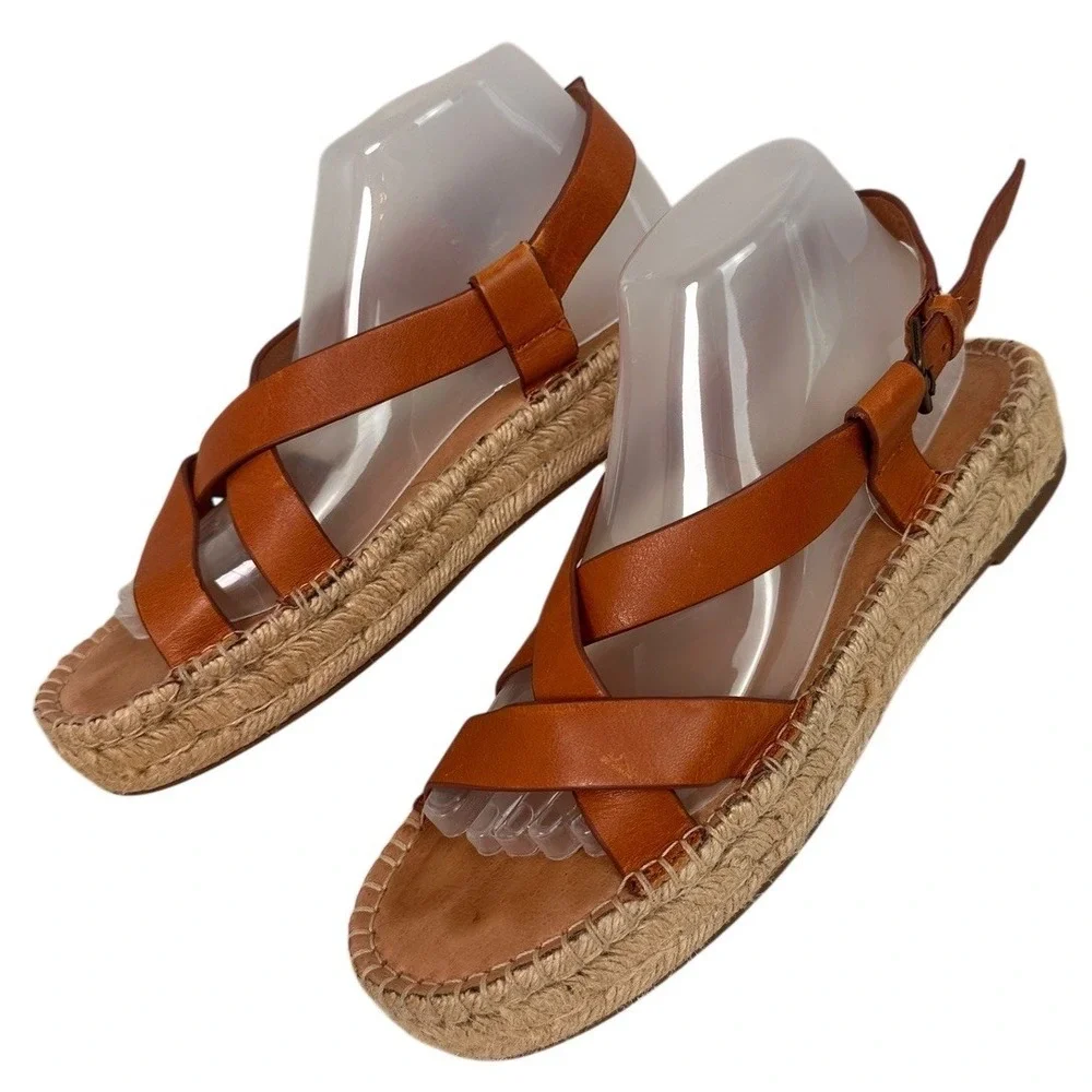 Madewell Malia Leather Espadrille Platform‎ Sandals 9.5